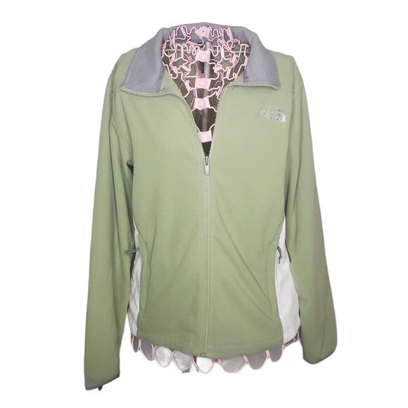 The North Face Light Green Fleece Full Zip Jacket Women's Size Large White Sides - Picture 2 of 16